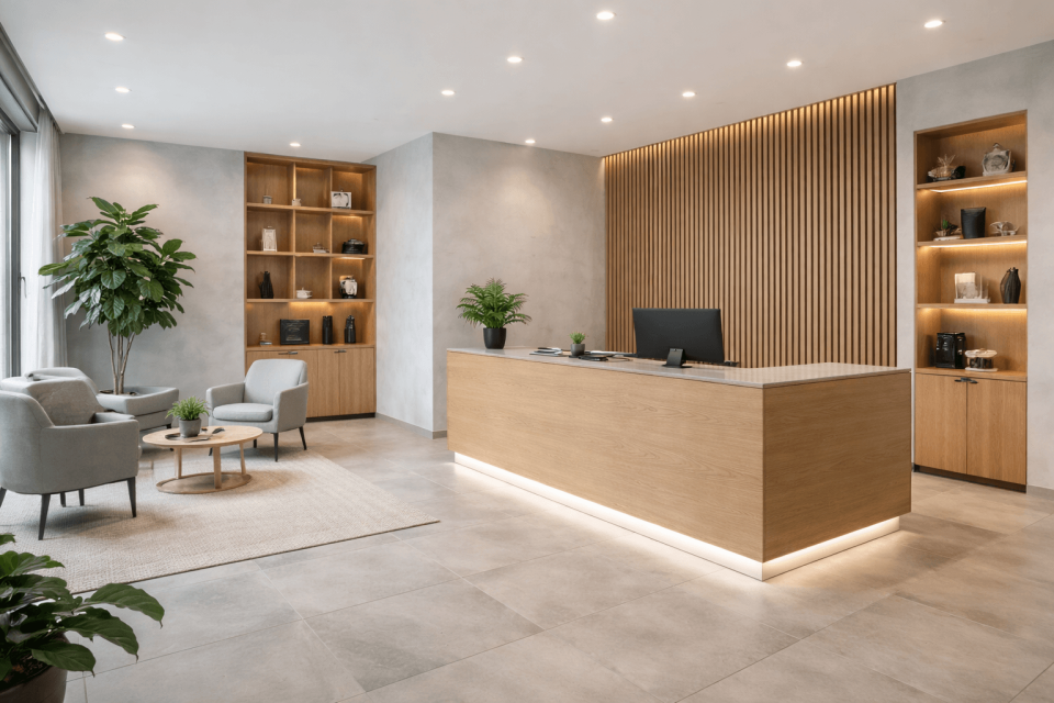 moderner empfangsbereich buero rezeption heidelberg